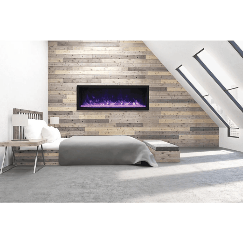 Remii 65 Inch Extra Tall Indoor/Outdoor Built-In Electric Fireplace with Black Steel Surround Indoor