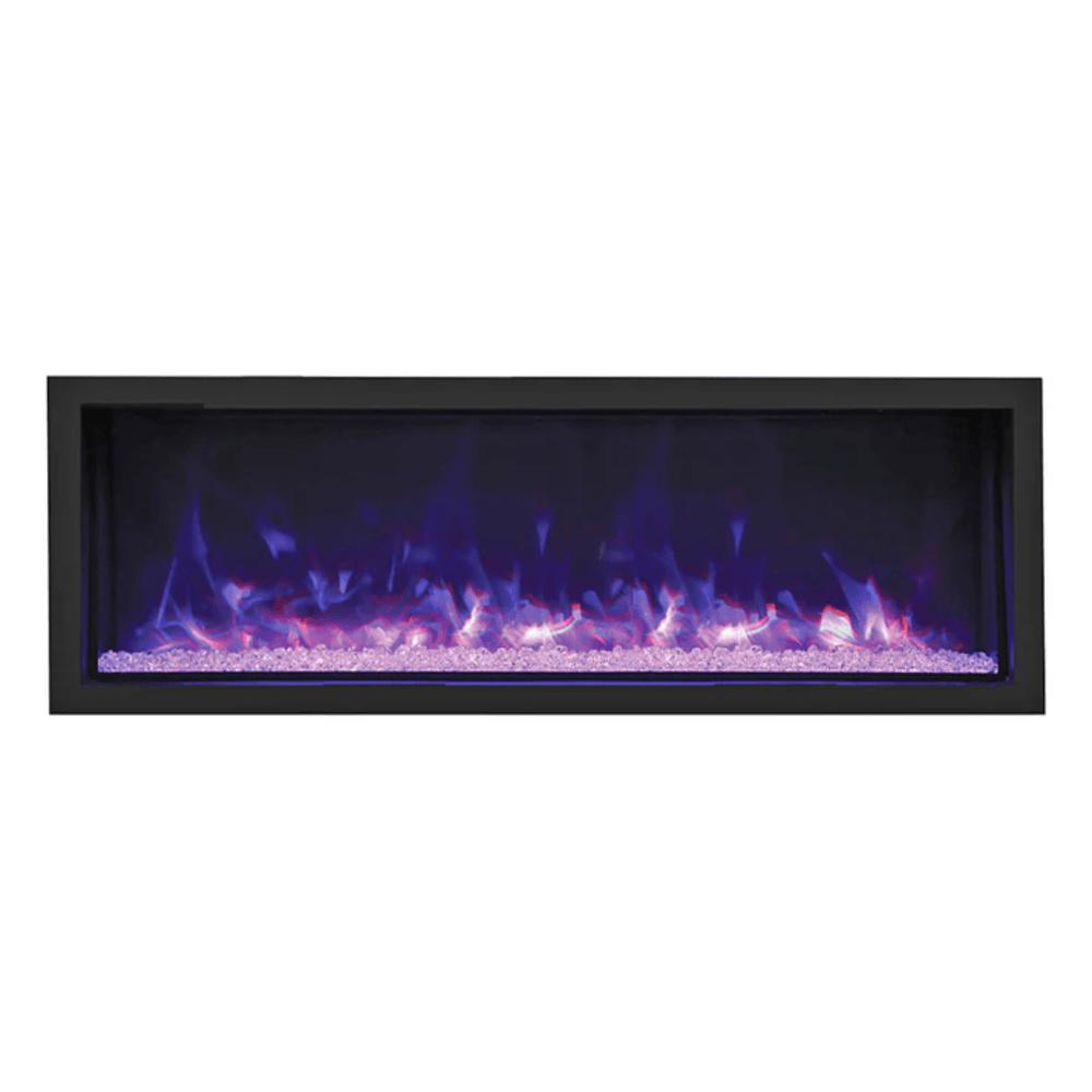 Remii 65 Inch Extra Tall Indoor/Outdoor Built-In Electric Fireplace with Black Steel Surround Blue/Purple Flame