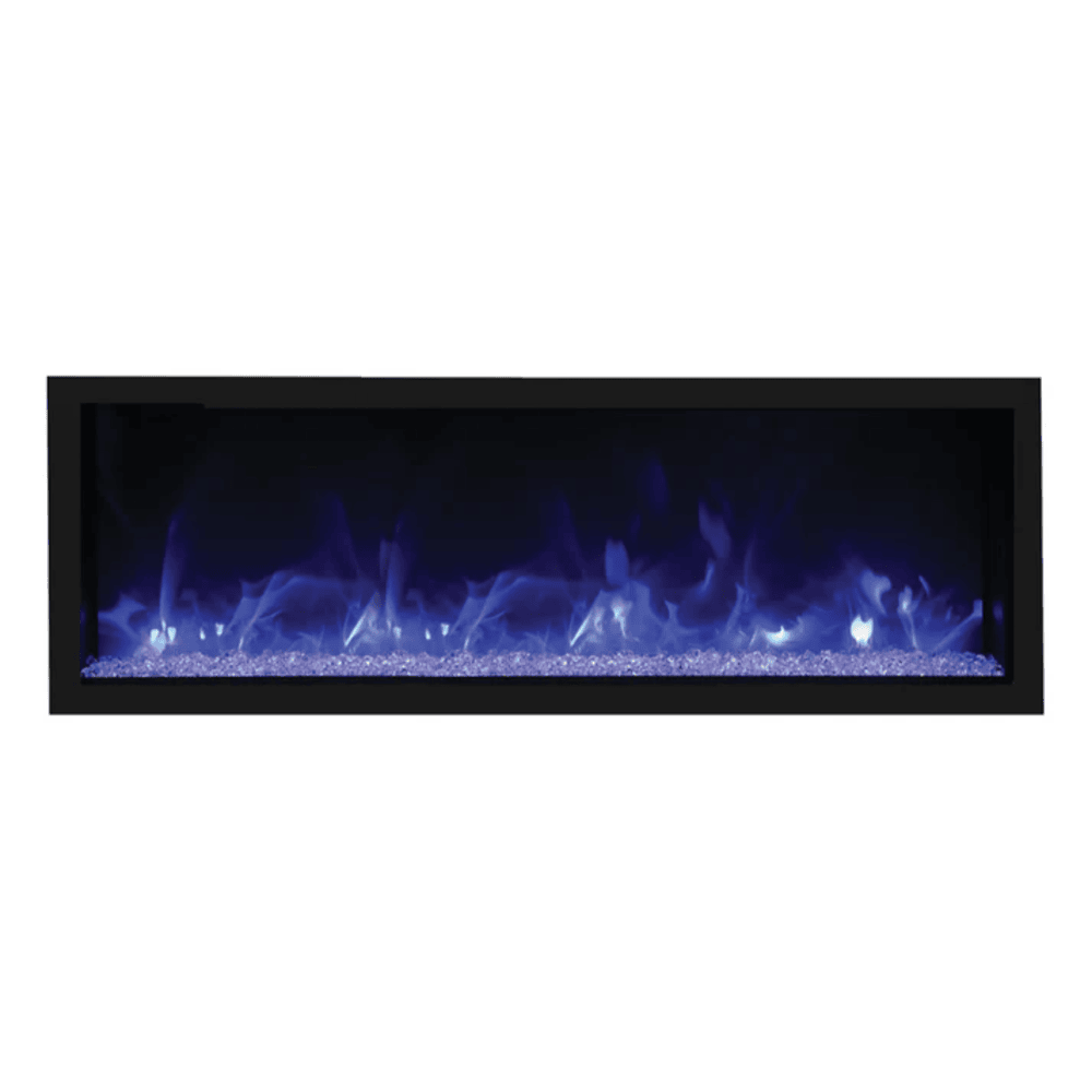 Remii 65 Inch Extra Tall Indoor/Outdoor Built-In Electric Fireplace with Black Steel Surround Blue Flame