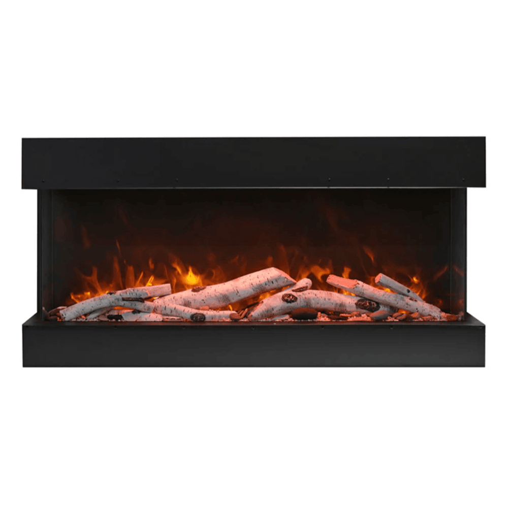 Remii 72 Inch BAY-SLIM Series 3 Sided Electric Fireplace Red Flame white Logs