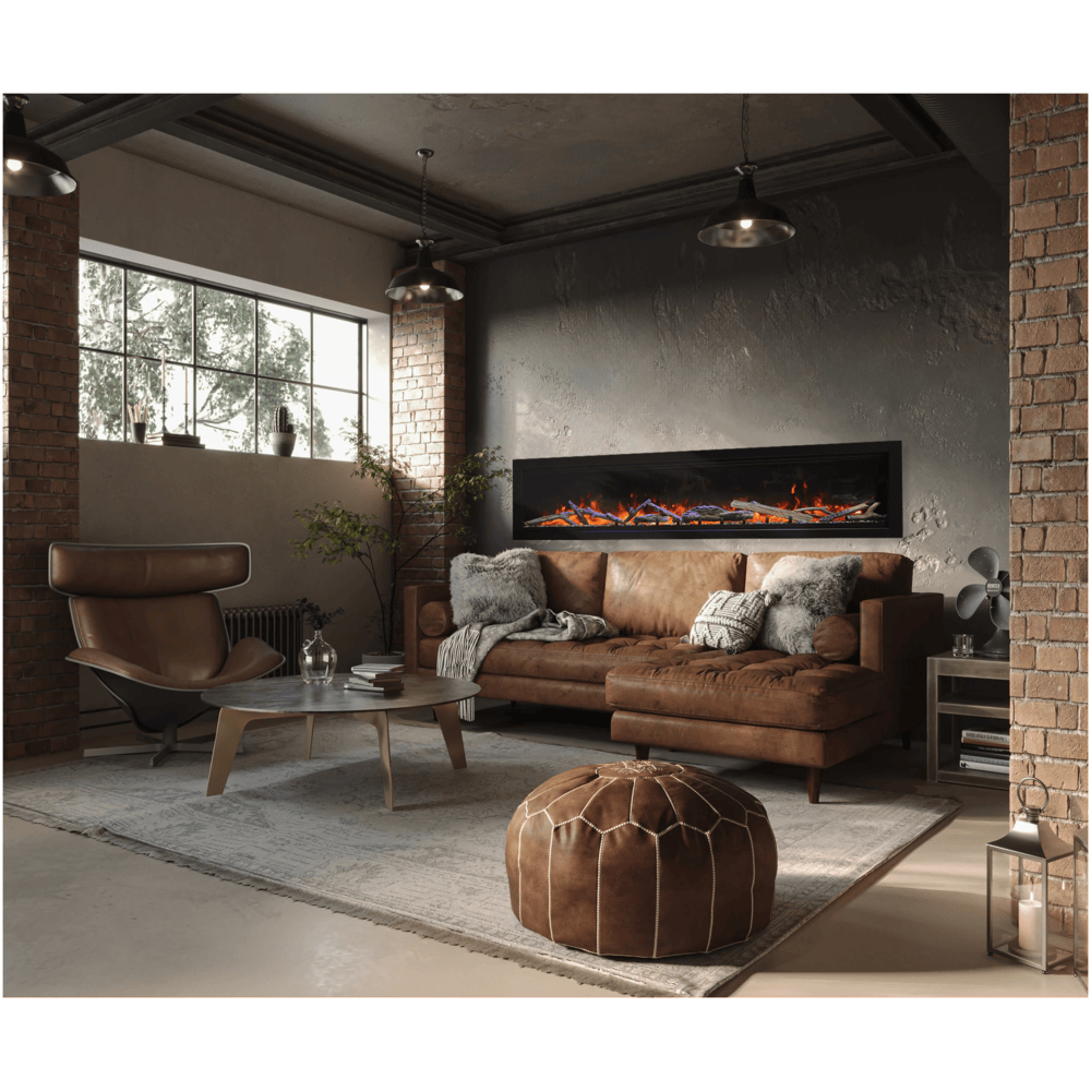 Remii 88 Inch Lumina Clean Face Built-In Electric Fireplace Attached