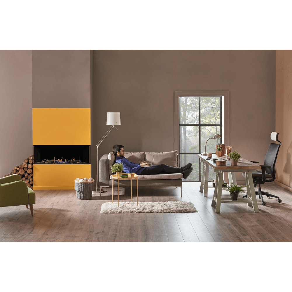 Sierra Flame 48 Inch Toscana 3 Sided Peninsula Gas Fireplace Attached
