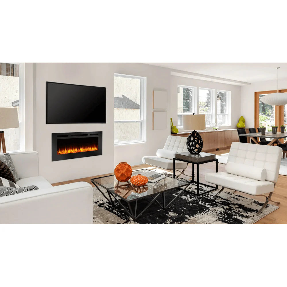 SimpliFire 40 Inch Allusion Linear Recessed/Wall-Mounted Electric Fireplace Attached