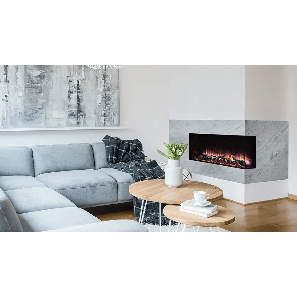 SimpliFire 43 Inch Scion Trinity 3-Sided Linear Built-In Electric Fireplace Attached