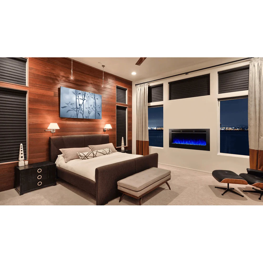 SimpliFire 48 Inch Allusion Linear Recessed/Wall-Mounted Electric Fireplace Attached