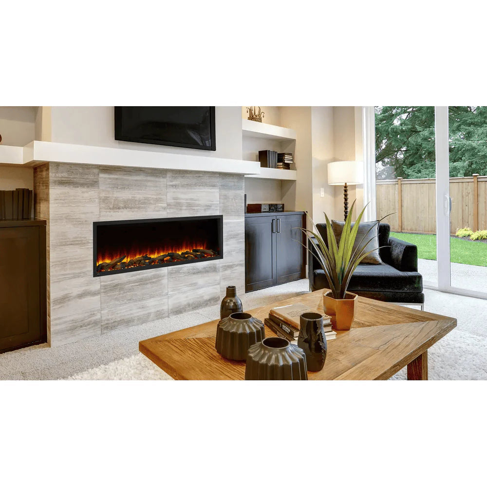 SimpliFire 55 Inch Scion Linear Built-In Electric Fireplace Attached