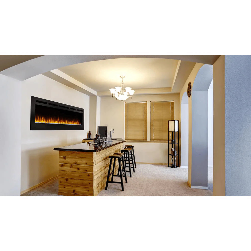 SimpliFire 60 Inch Allusion Linear Recessed/Wall-Mounted Electric Fireplace Attached