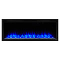 SimpliFire 60 Inch Allusion Platinum Linear Recessed/Wall-Mounted Electric Fireplace Front View