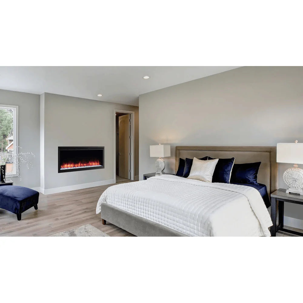 SimpliFire 60 Inch Allusion Platinum Linear Recessed/Wall-Mounted Electric Fireplace Attached
