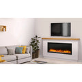 SimpliFire 60 Inch Allusion Platinum Linear Recessed/Wall-Mounted Electric Fireplace Attached