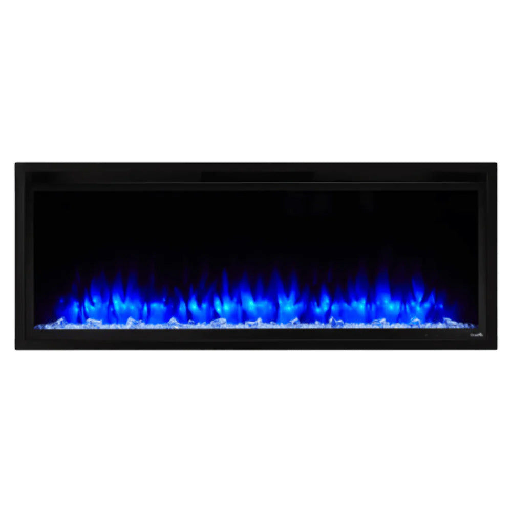 SimpliFire 72 Inch Allusion Platinum Linear Recessed/Wall-Mounted Electric Fireplace Attached
