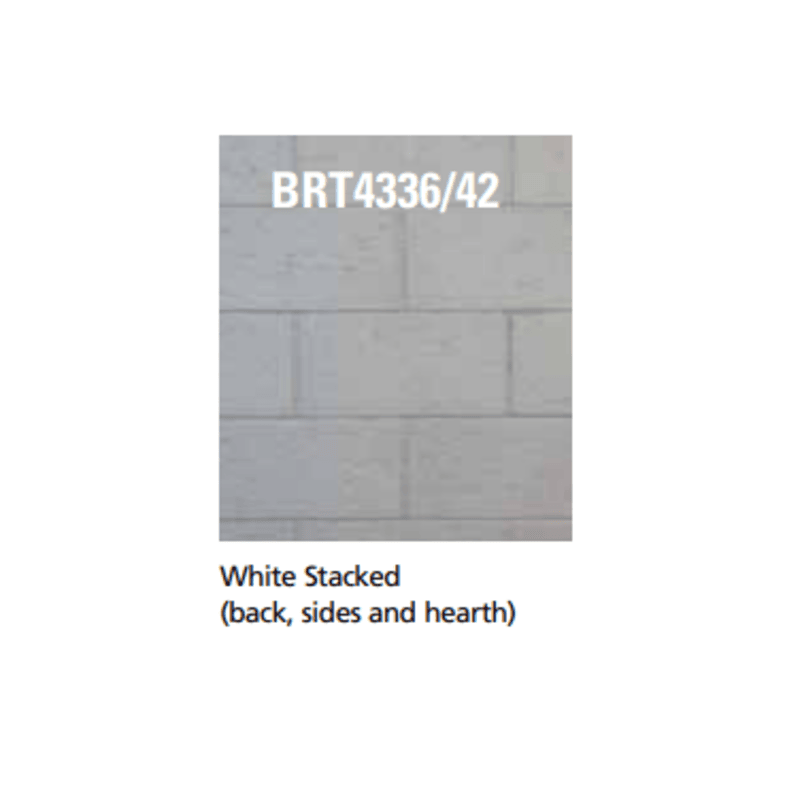 Superior BRT4342 42 Inch Traditional B-Vent Gas Fireplace with Electronic Ignition in White Stacked Refractory Panels Attached