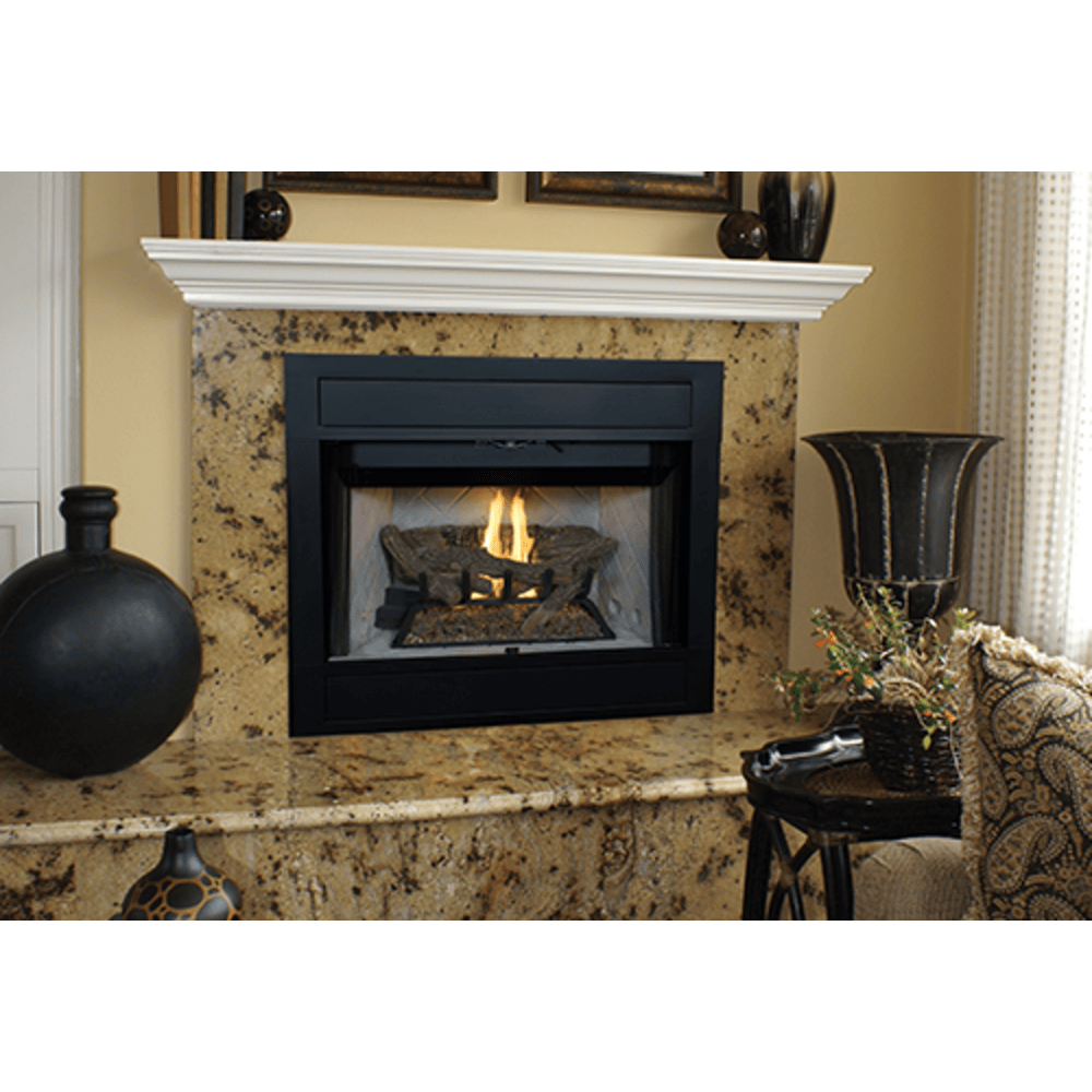 Superior BRT4342 42 Inch Traditional B-Vent Gas Fireplace with Electronic Ignition in White Stacked Refractory Panels Attached