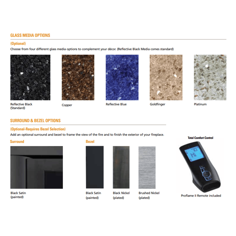 Superior DRL6500 Series 42 Inch Direct Vent Contemporary Linear Natural Gas Fireplace Options