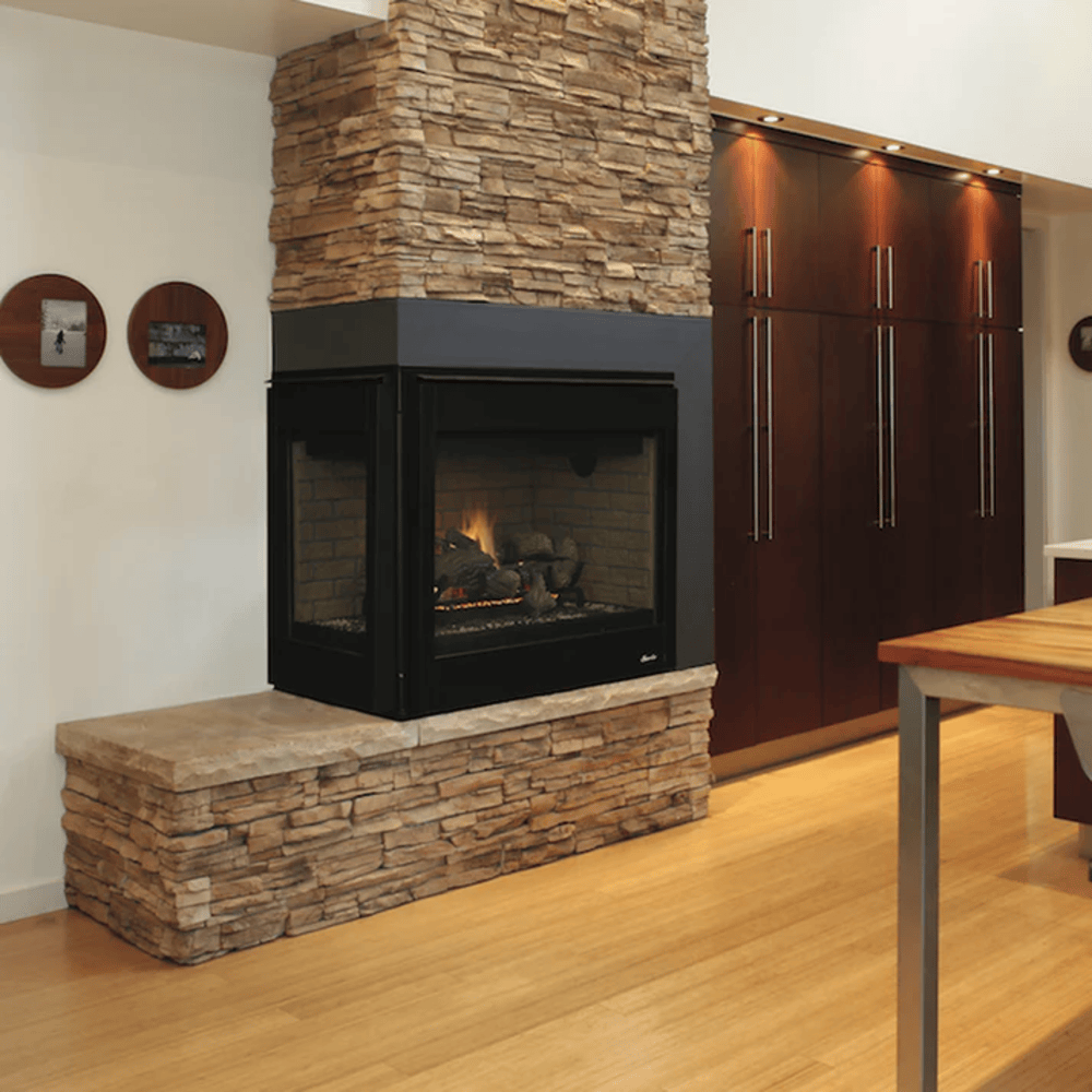 Superior DRT4000 Series 40 Inch Left Corner Direct Vent Two-Sided Natural Gas Fireplace in Electronic Ignition Attached