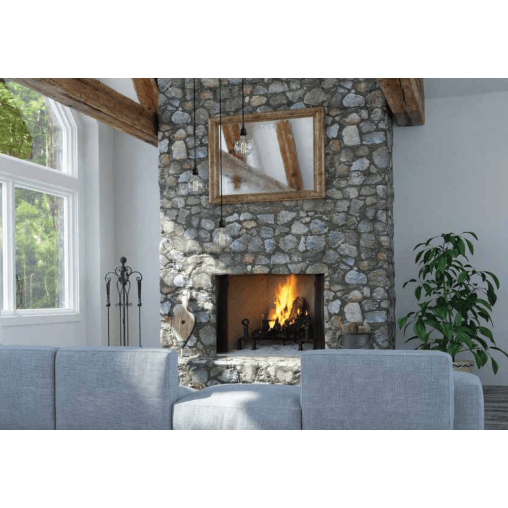 Superior WRT45000 Series Traditional White Herringbone Refractory Panels Wood Burning Fireplace Attached