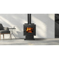 True North TN20 B Series Metallic Black Vented Wood Burning Stove Pedestal Attached