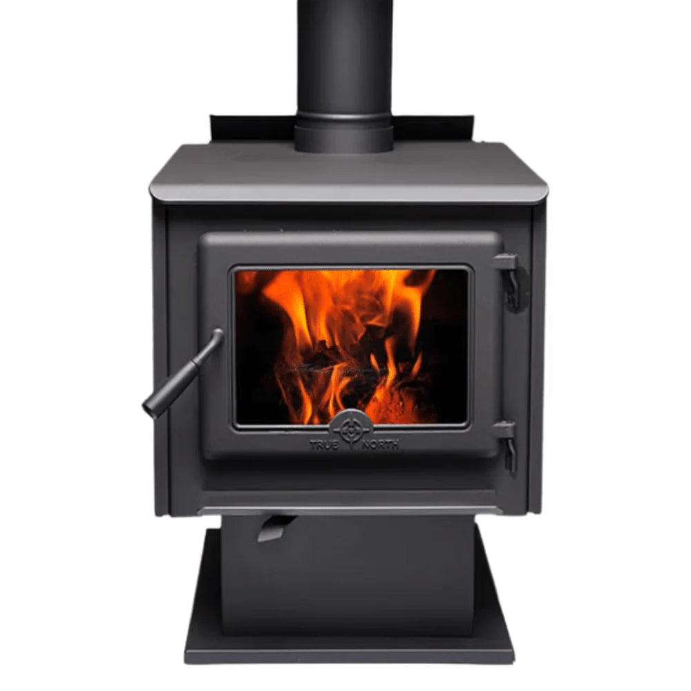 True North TN20 B Series Metallic Black Vented Wood Burning Stove Pedestal