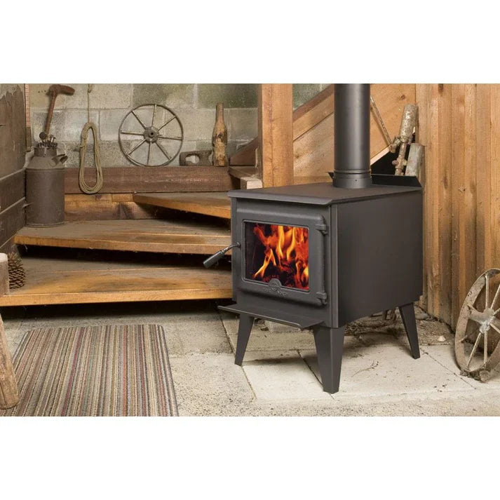True North TN20 B Series Metallic Black Vented Wood Burning Stove Legs attached